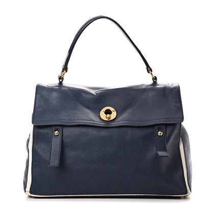 Saint Laurent Calfskin Canvas Large Muse Two Navy 1 of 22