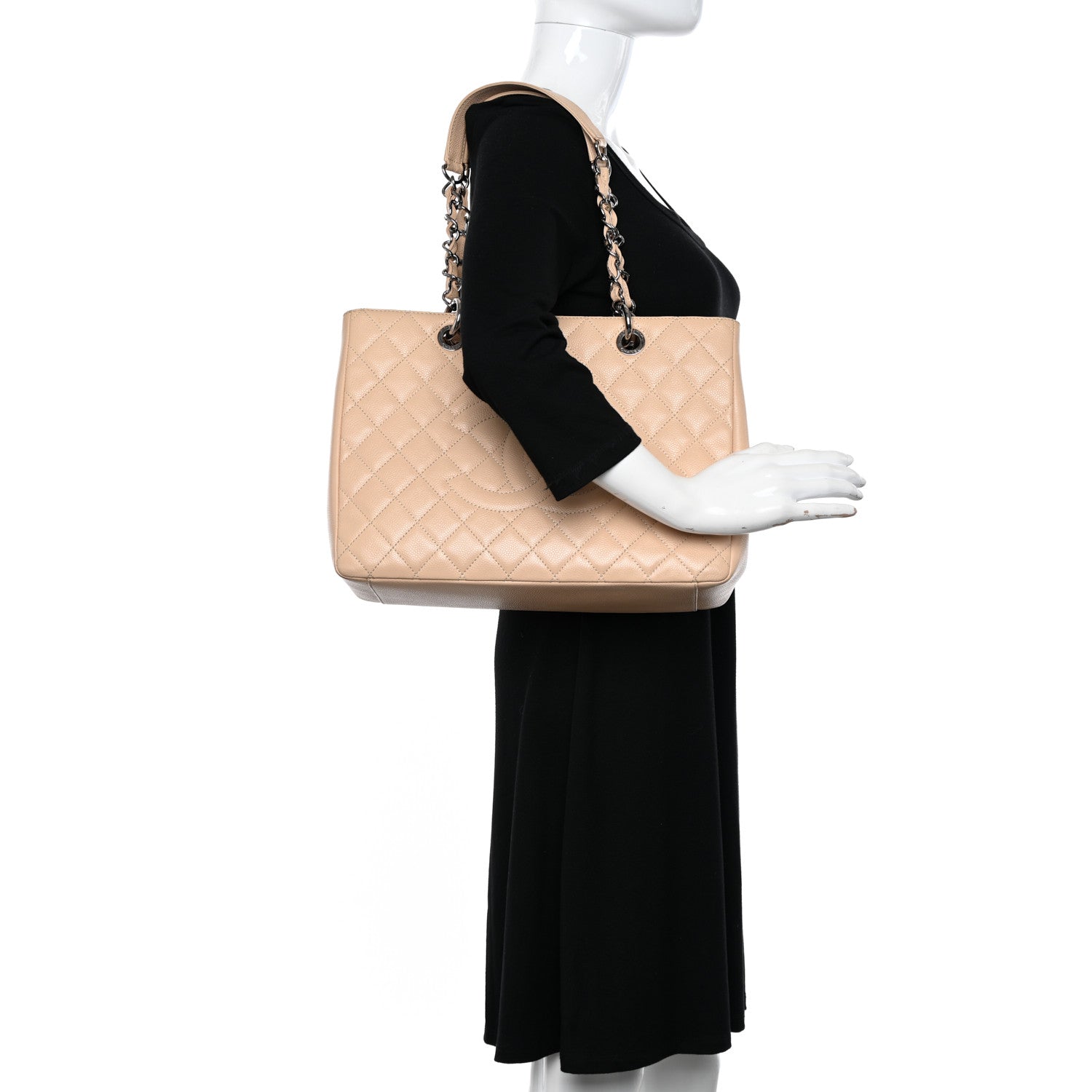 Chanel Caviar Quilted Grand Shopping Tote GST Beige Clair 2 of 12