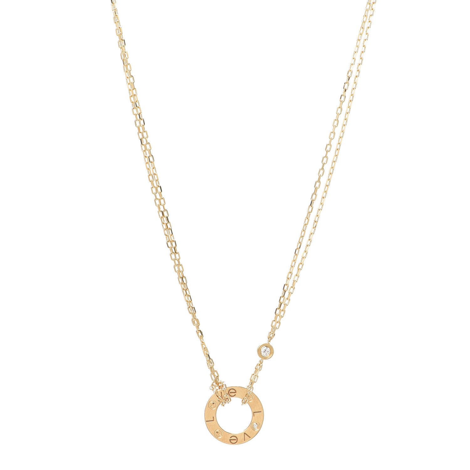 Cartier 18K Yellow Gold 2 Diamond LOVE Necklace 1 of 5