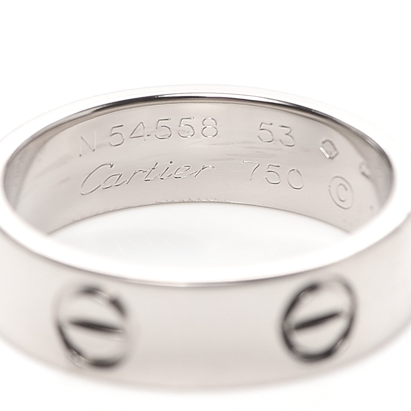 18K White Gold 5.5mm LOVE Ring 53 6.25