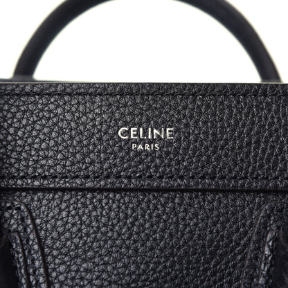 Celine Drummed Calfskin Nano Luggage Black 6 of 9