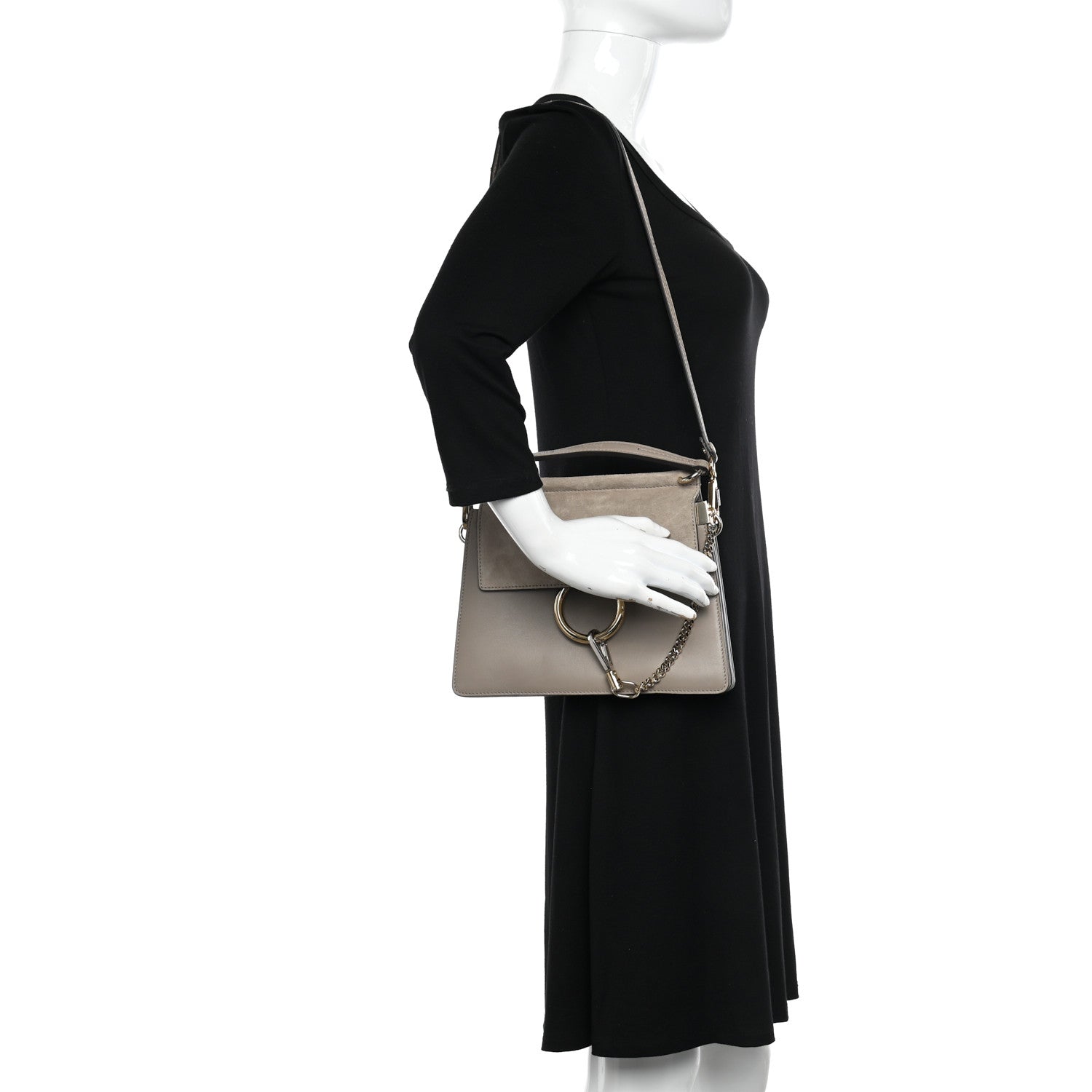 Chloe Suede Calfskin Small Faye Top Handle Bag Motty Grey 2 of 12