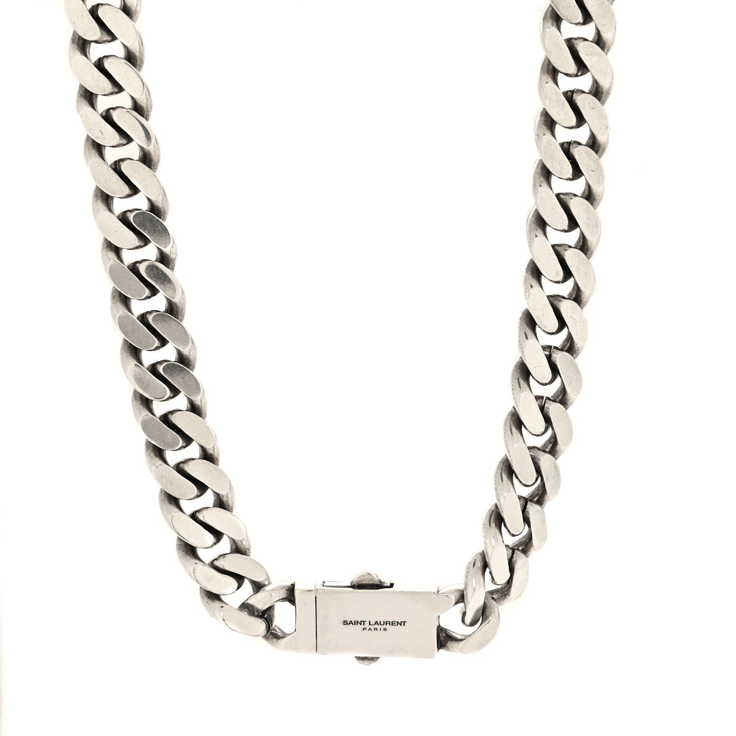 Metal Curb Chain Necklace Oxidized Silver