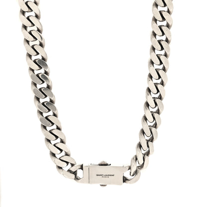 Saint Laurent Metal Curb Chain Necklace Oxidized Silver 1 of 4