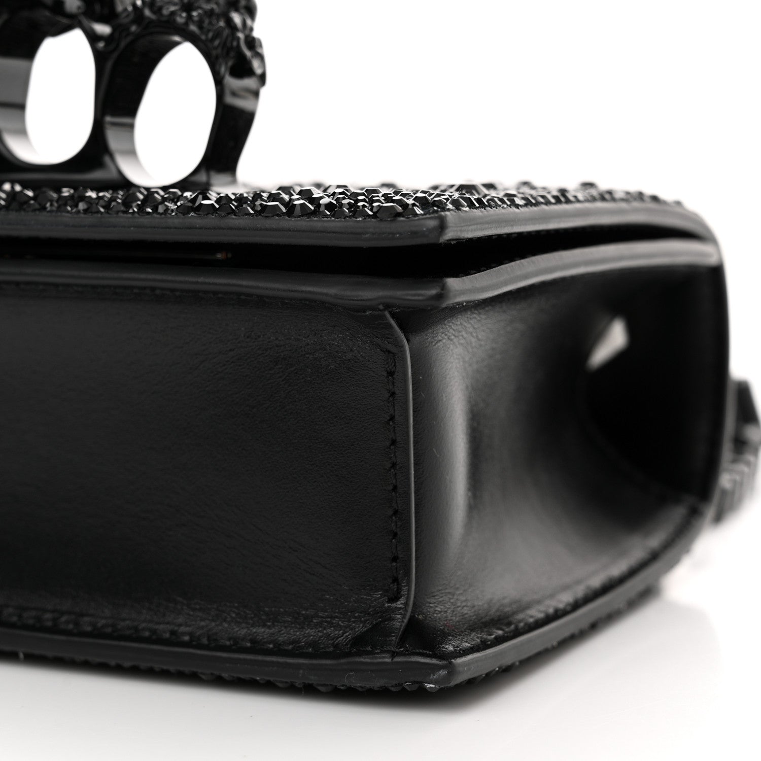 Alexander McQueen Calfskin Crystal Chain Clutch Black 9 of 12