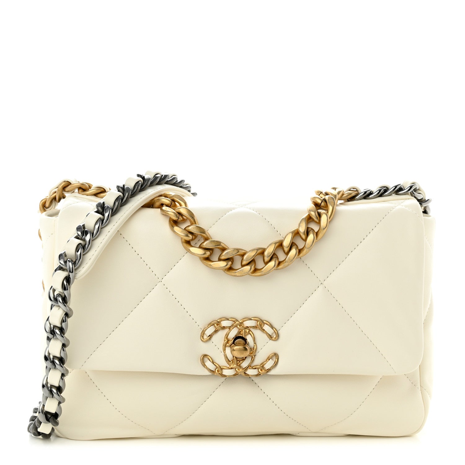 Chanel Lambskin Quilted Medium Chanel 19 Flap White 1 of 10