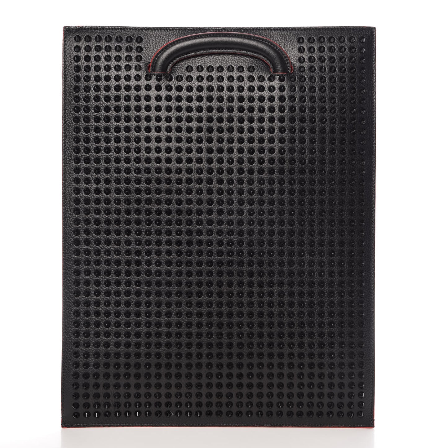 Calfskin Spiked Large Trictrac Portfolio Bag Black