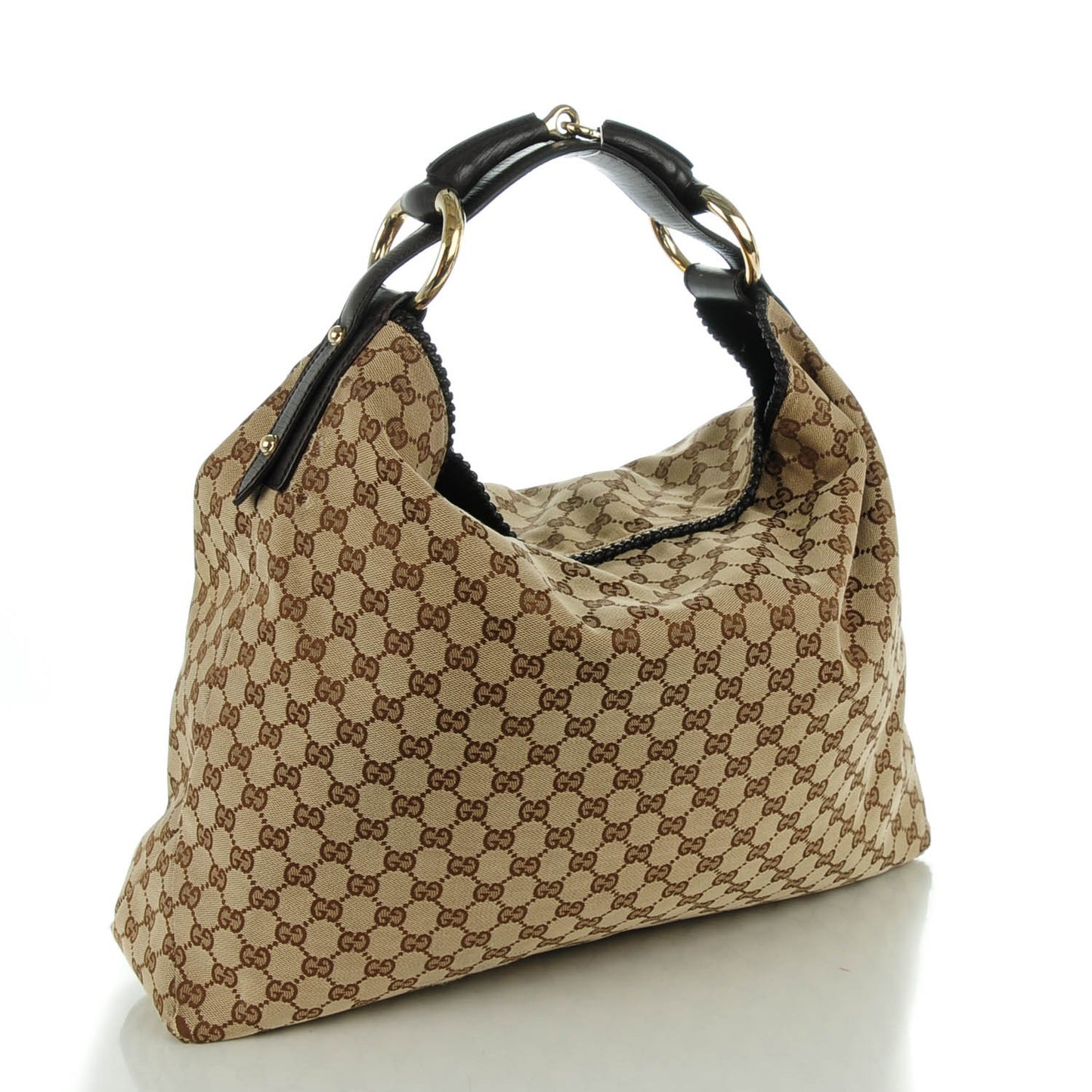 Monogram Large Horsebit Chain Hobo Dark Brown