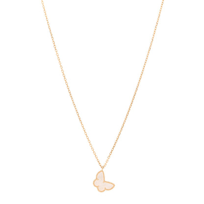 Van Cleef & Arpels 18K Yellow Gold Mother of Pearl Sweet Alhambra Butterfly Pendant Necklace 1 of 5