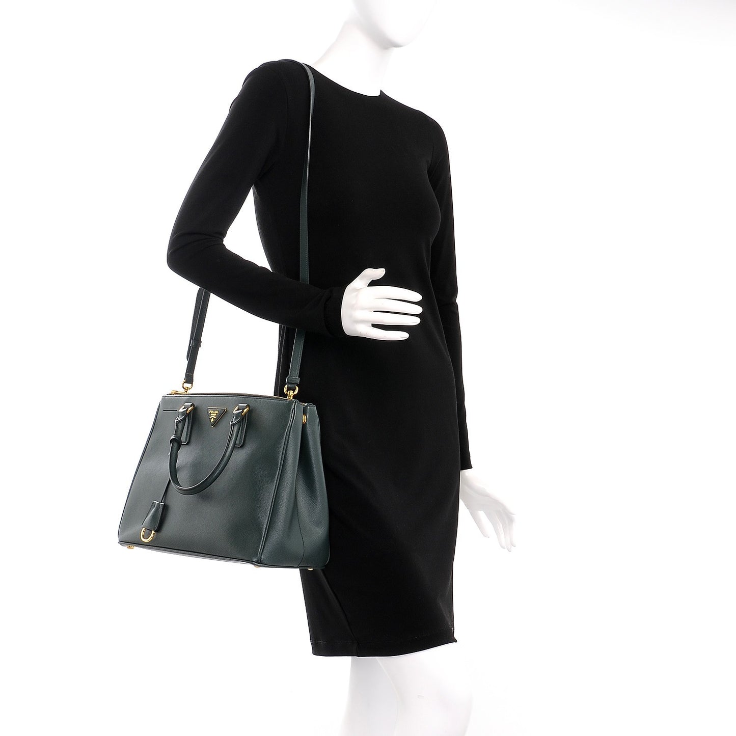 Saffiano Medium Galleria Double Zip Tote Smeraldo