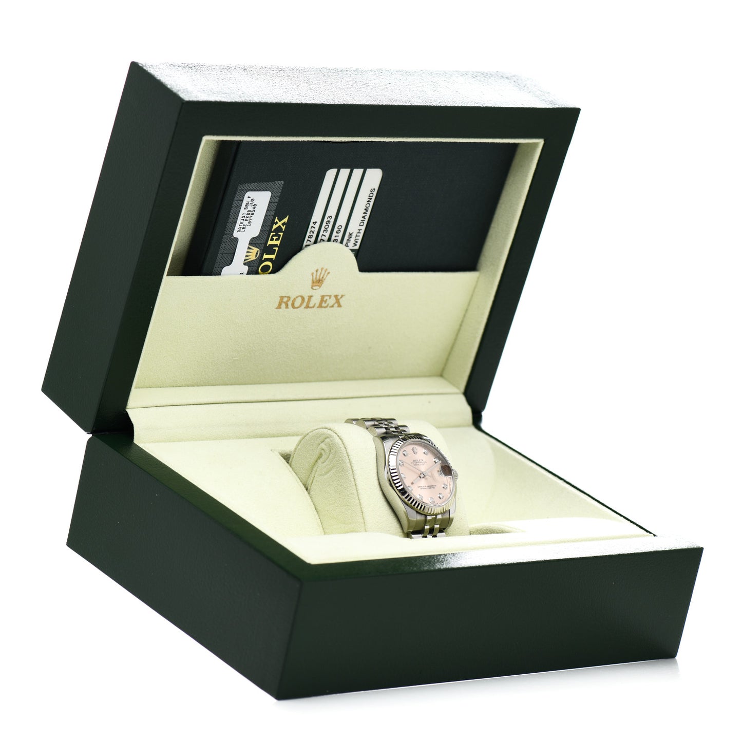 Stainless Steel 18K White Gold Diamond 31mm Oyster Perpetual Datejust Watch Pink 178274
