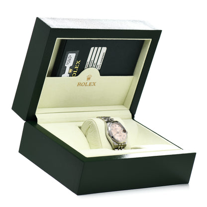 Rolex Stainless Steel 18K White Gold Diamond 31mm Oyster Perpetual Datejust Watch Pink 178274 5 of 5