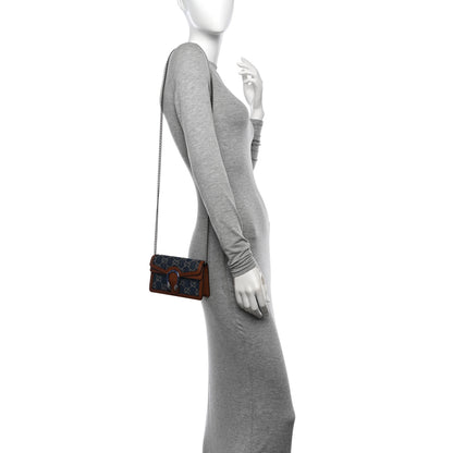 Gucci New Denim GG Monogram Dollar Calfskin Enamel Super Mini Dionysus Shoulder Bag Blue Tea Cuir Epilog Electric Blue 2 of 10