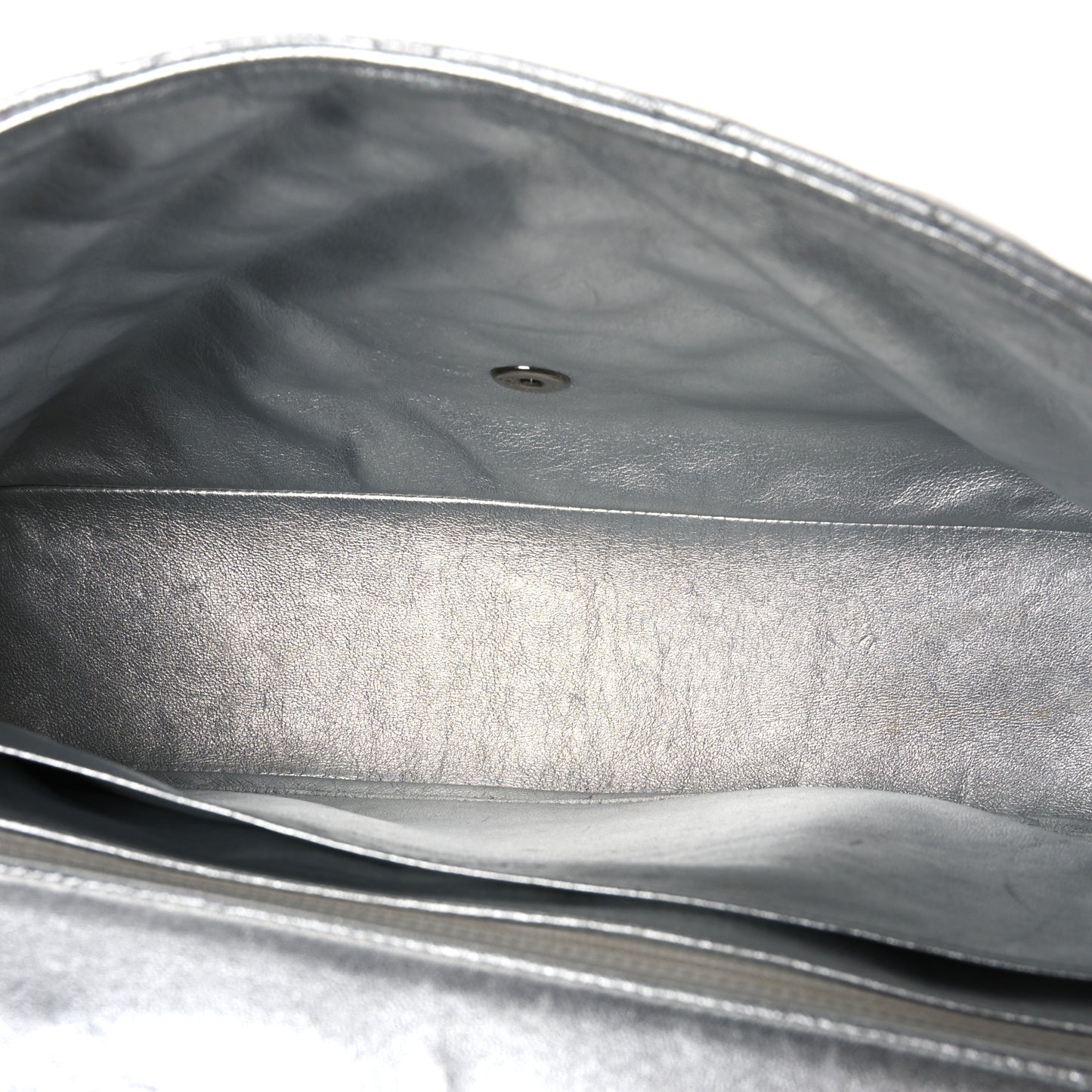 Metallic Lambskin Quilted Jumbo Single Flap Silver