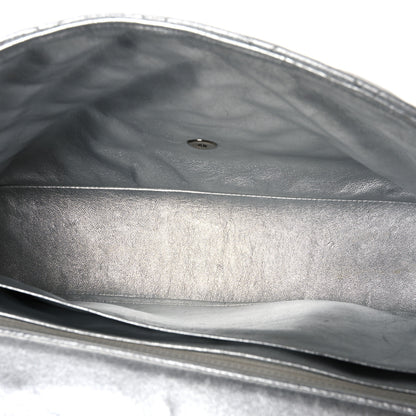 Chanel Metallic Lambskin Quilted Jumbo Single Flap Silver 4 of 11