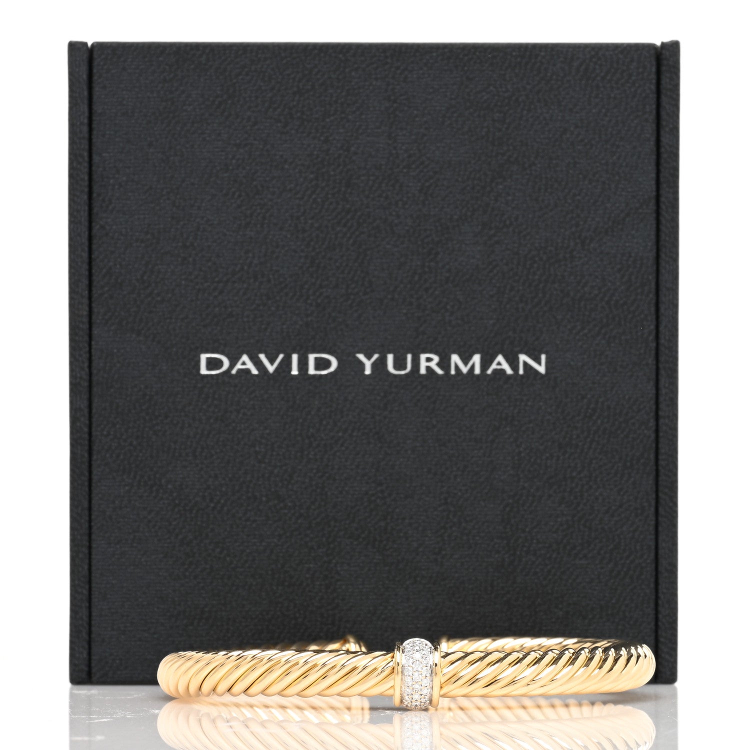 David Yurman 18K Yellow Gold Diamond 7mm Cable Classics Single Station Bracelet 4 of 4