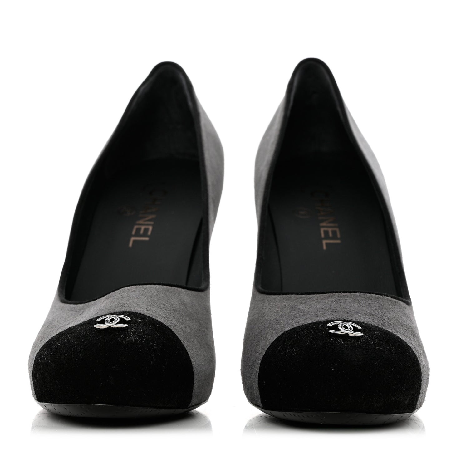 Suede Cap Toe Pumps 40 Grey Black