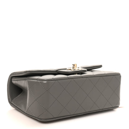 Chanel Lambskin Quilted Mini Top Handle Rectangular Flap Dark Grey 4 of 10