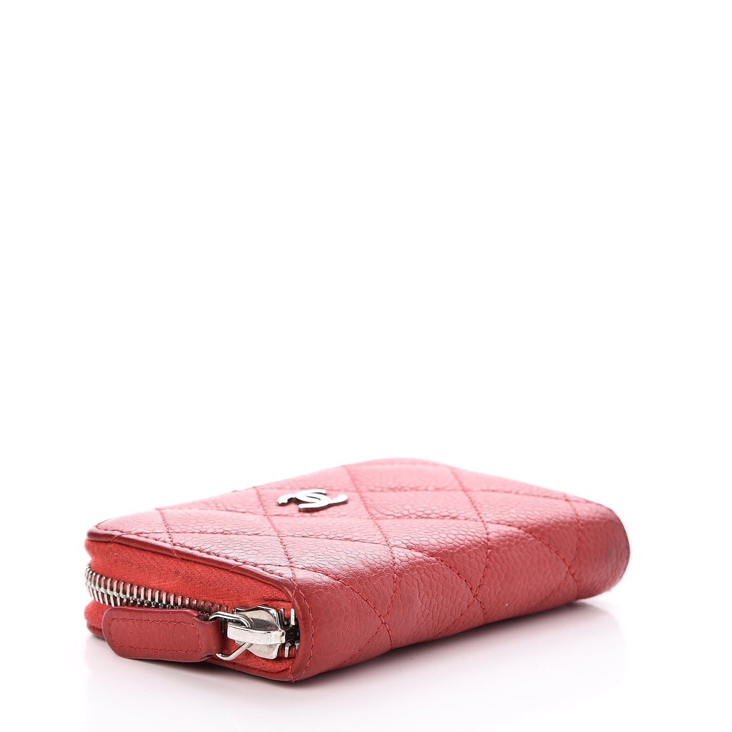 Chanel Caviar Quilted Zip Around Coin Purse Red 4 of 8