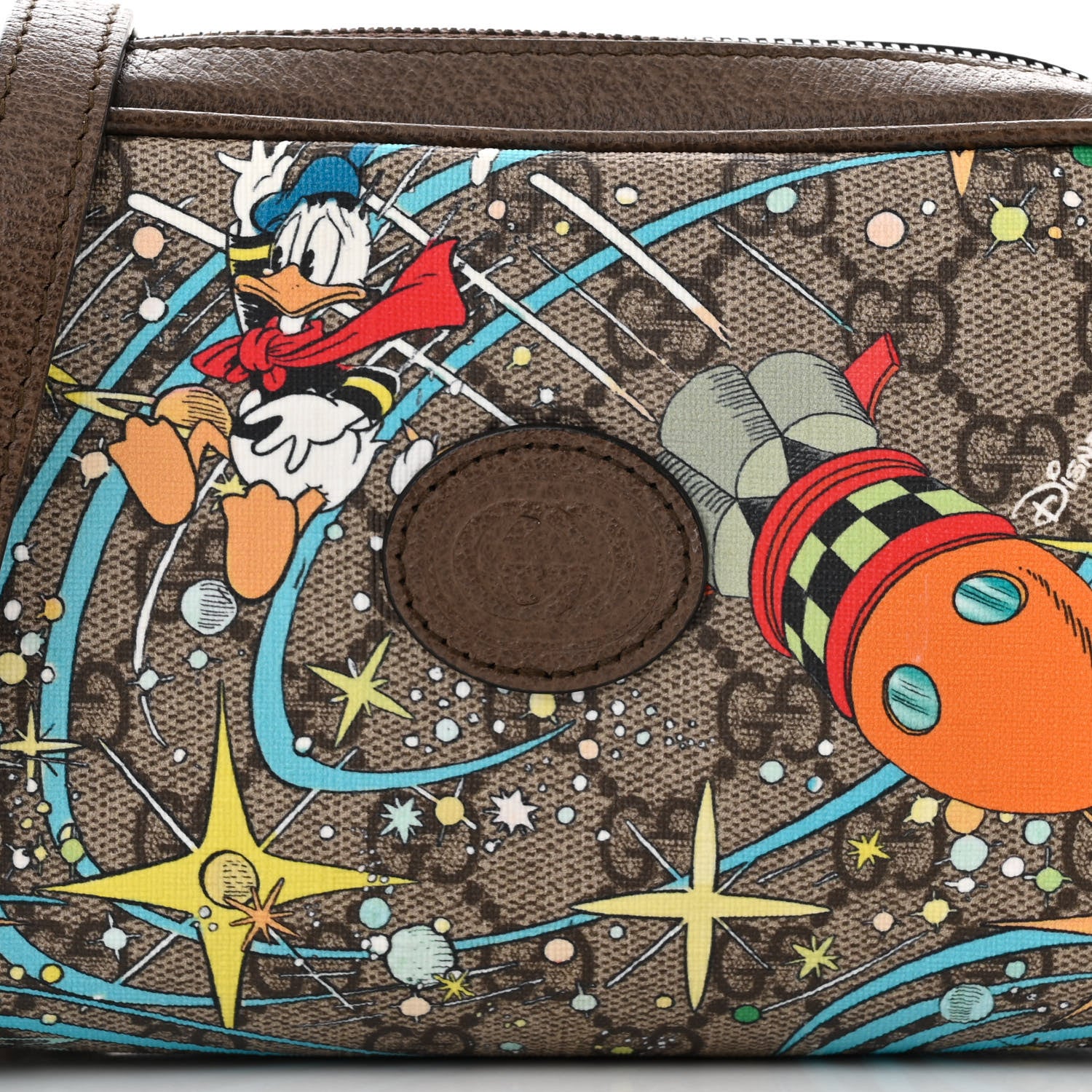 Gucci X DISNEY GG Supreme Monogram Donald Duck Interlocking G Shoulder Bag Beige Multicolor New Acero 8 of 10