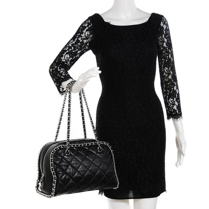 Chanel Washed Lambskin Chain Around Bowler Black 2 of 8