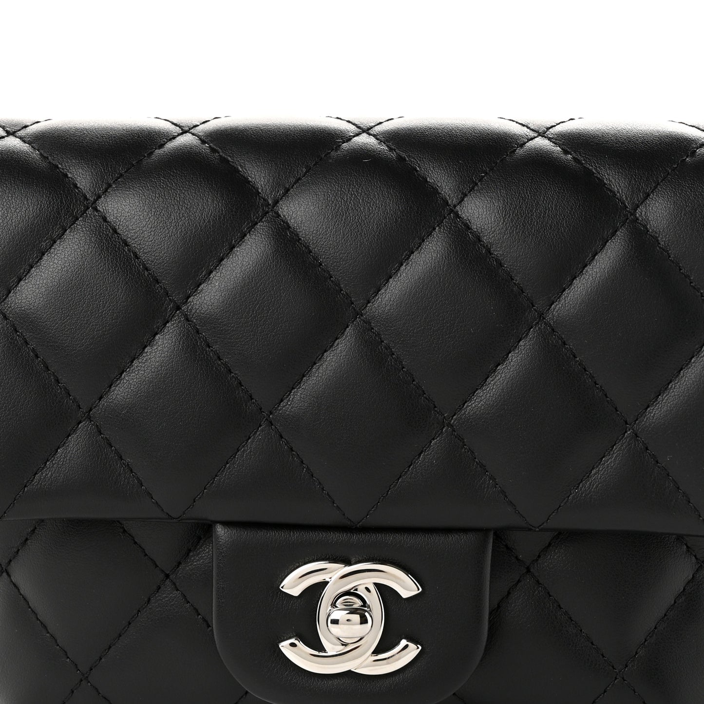 Calfskin Quilted CC Uniform Flap Belt Bag Black
