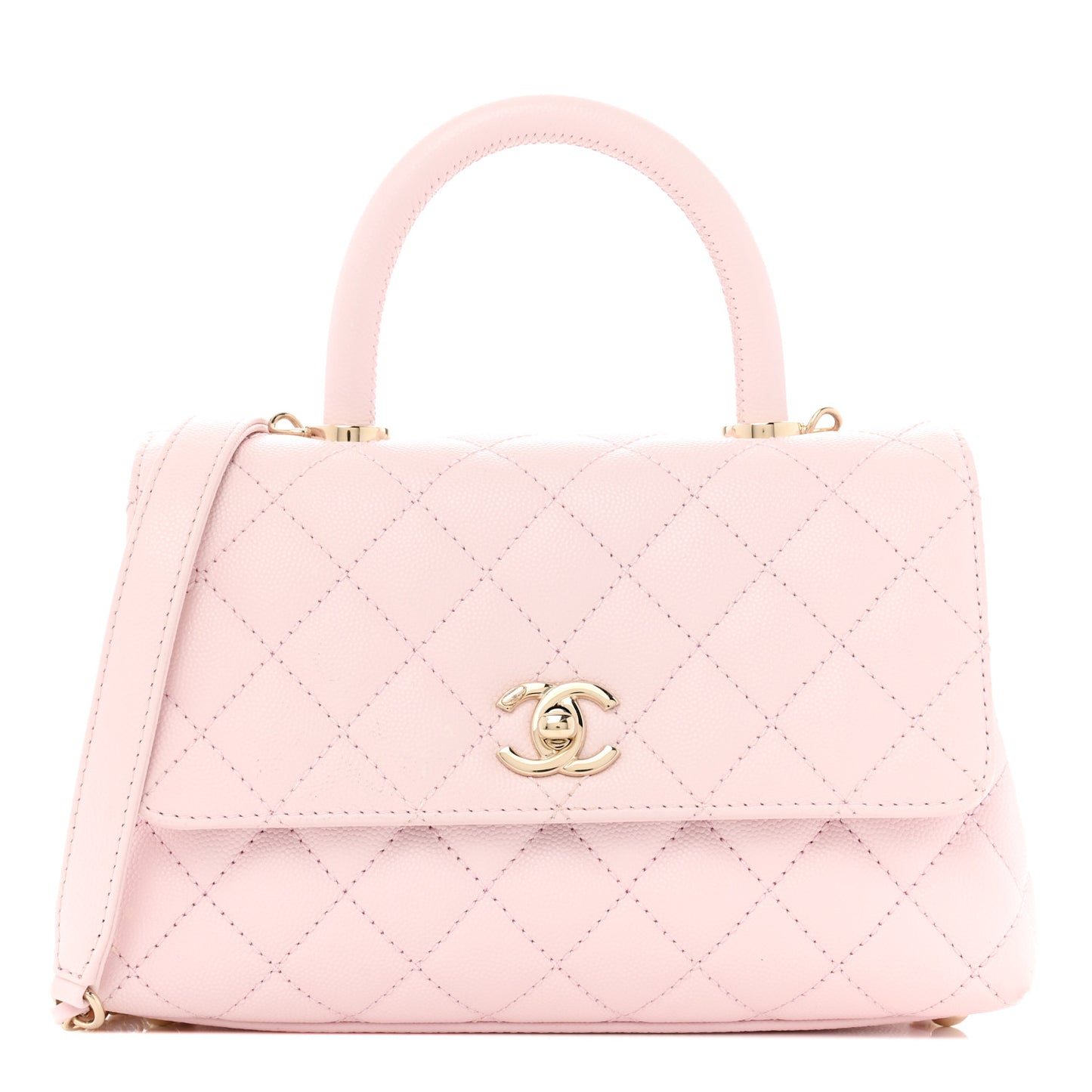 Caviar Quilted Mini Coco Handle Flap Light Pink
