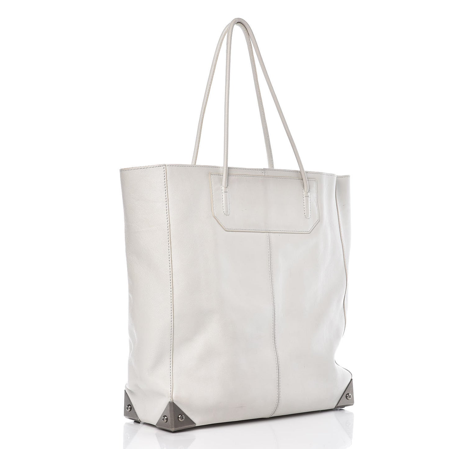 Pebbled Calfskin Prisma Skeletal Tote White