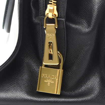 Prada Saffiano Soft Bi-Color Tote Black White 9 of 11
