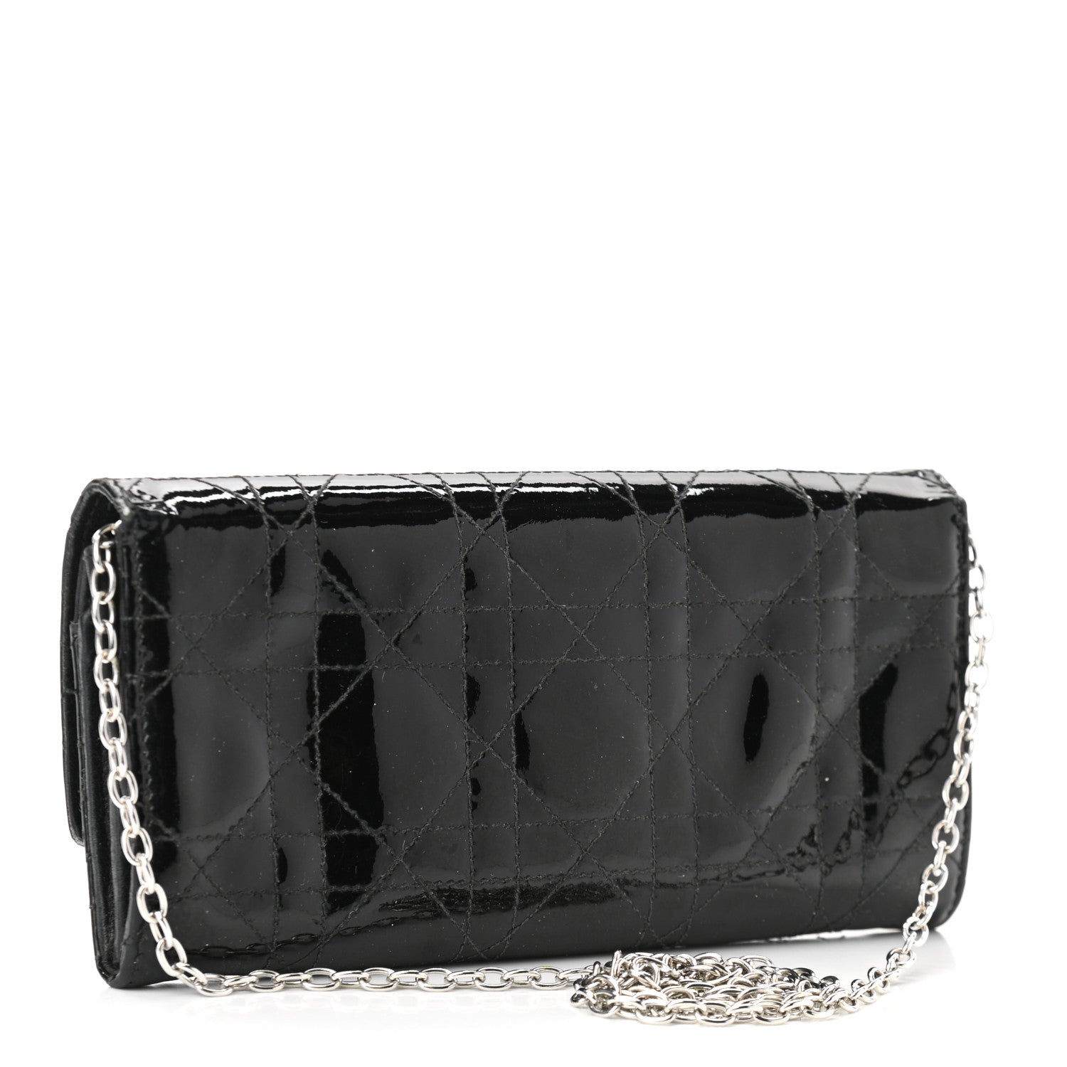 Christian Dior Patent Cannage Rendez-vous Chain Wallet Black 2 of 9