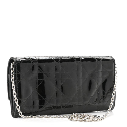 Christian Dior Patent Cannage Rendez-vous Chain Wallet Black 2 of 9