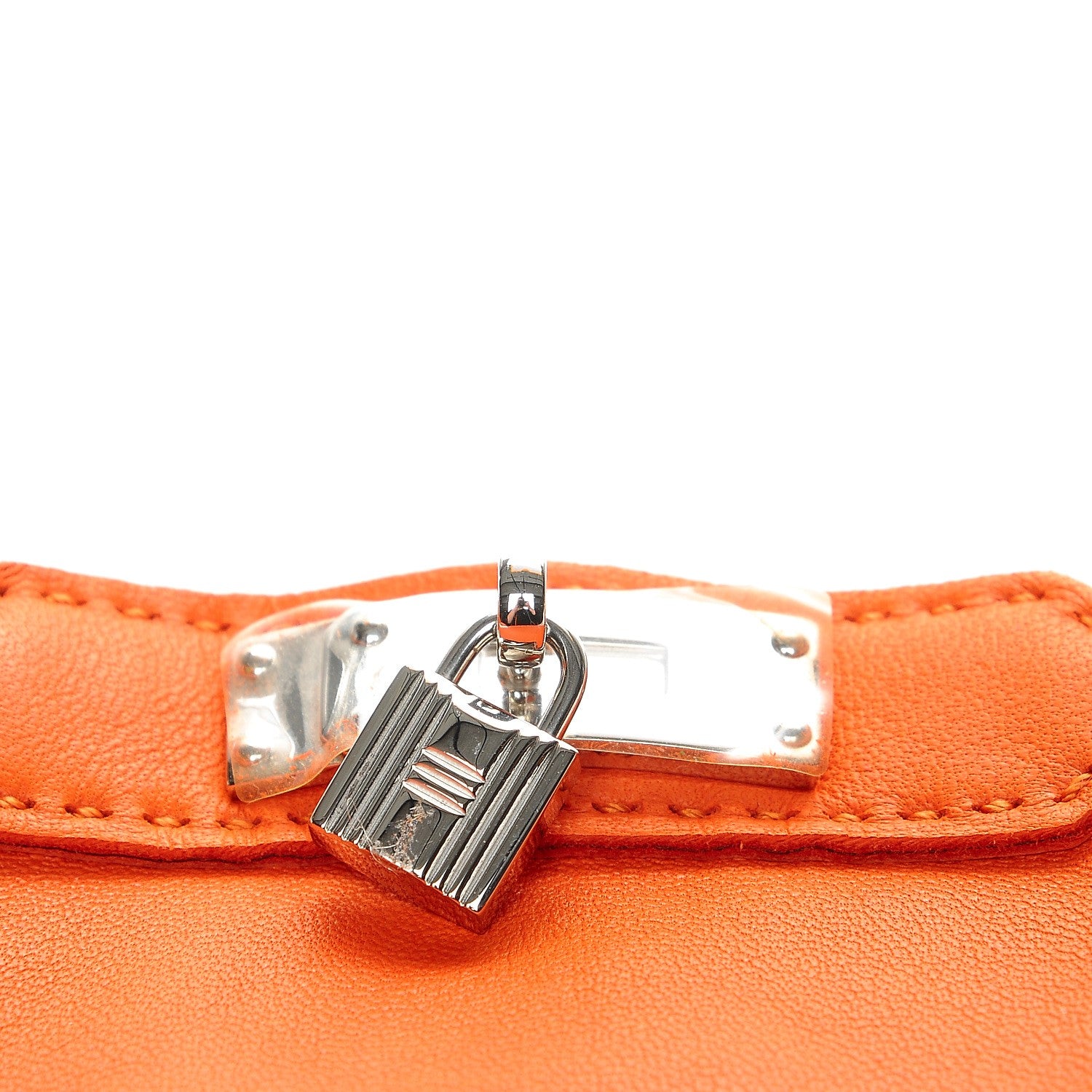 Hermes Lambskin Soya Kelly Lock Gloves 7 Orange 6 of 6