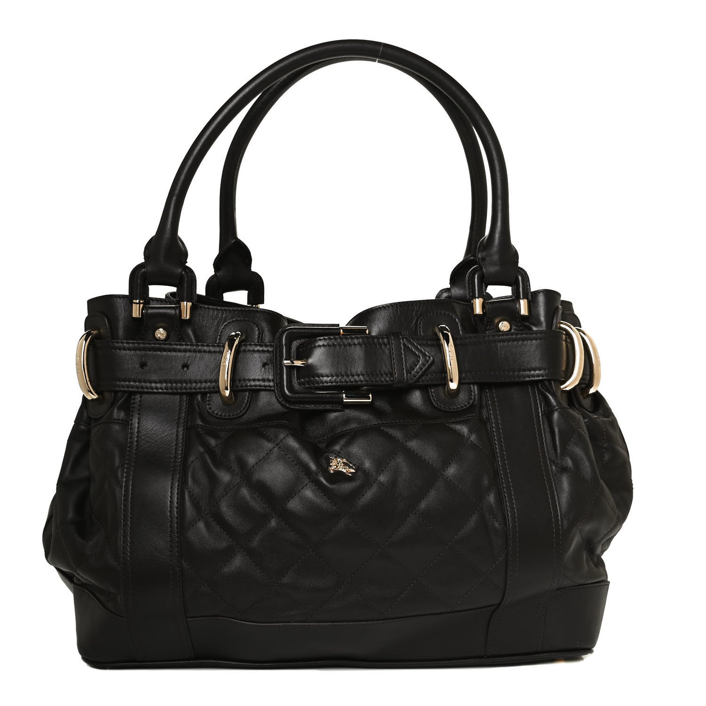 Calfskin Quilted Beaton Satchel Dark Brown