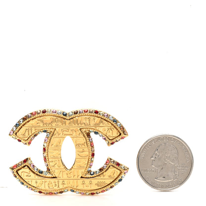Chanel Metal Crystal Scarab CC Brooch Gold Multicolor 3 of 5