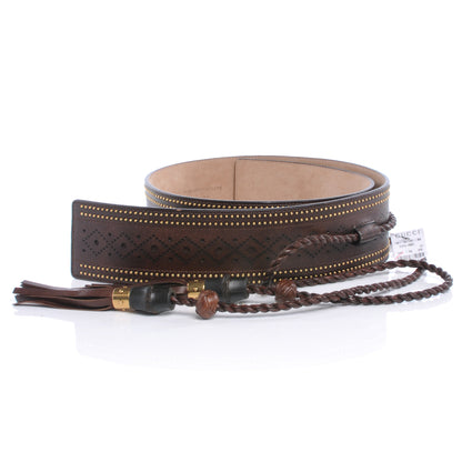 Gucci Leather Diamante Tassel and Dark Bamboo Detail Belt Brown 90 36 1 of 4