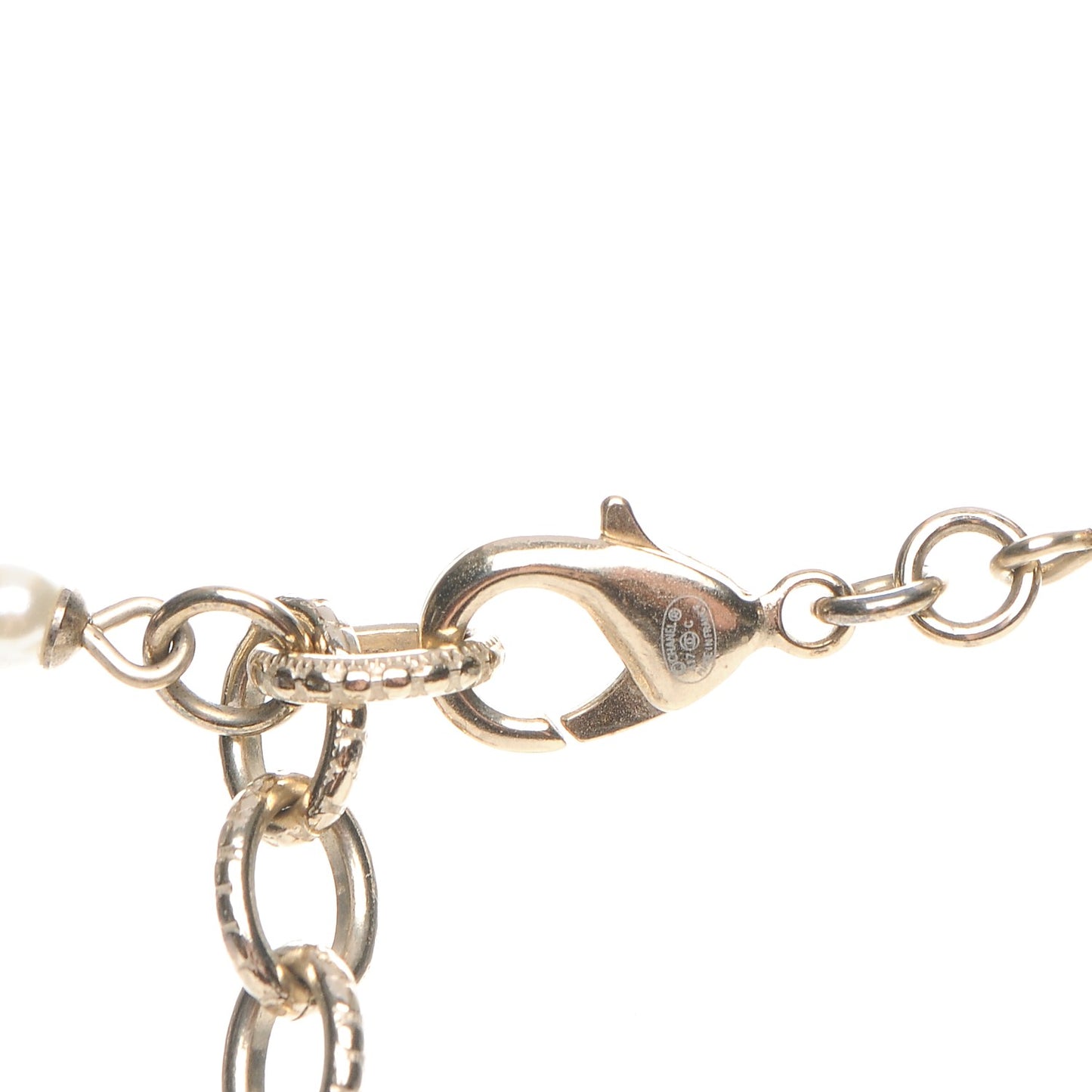 Pearl Bead CC Long Necklace Gold Red Pink