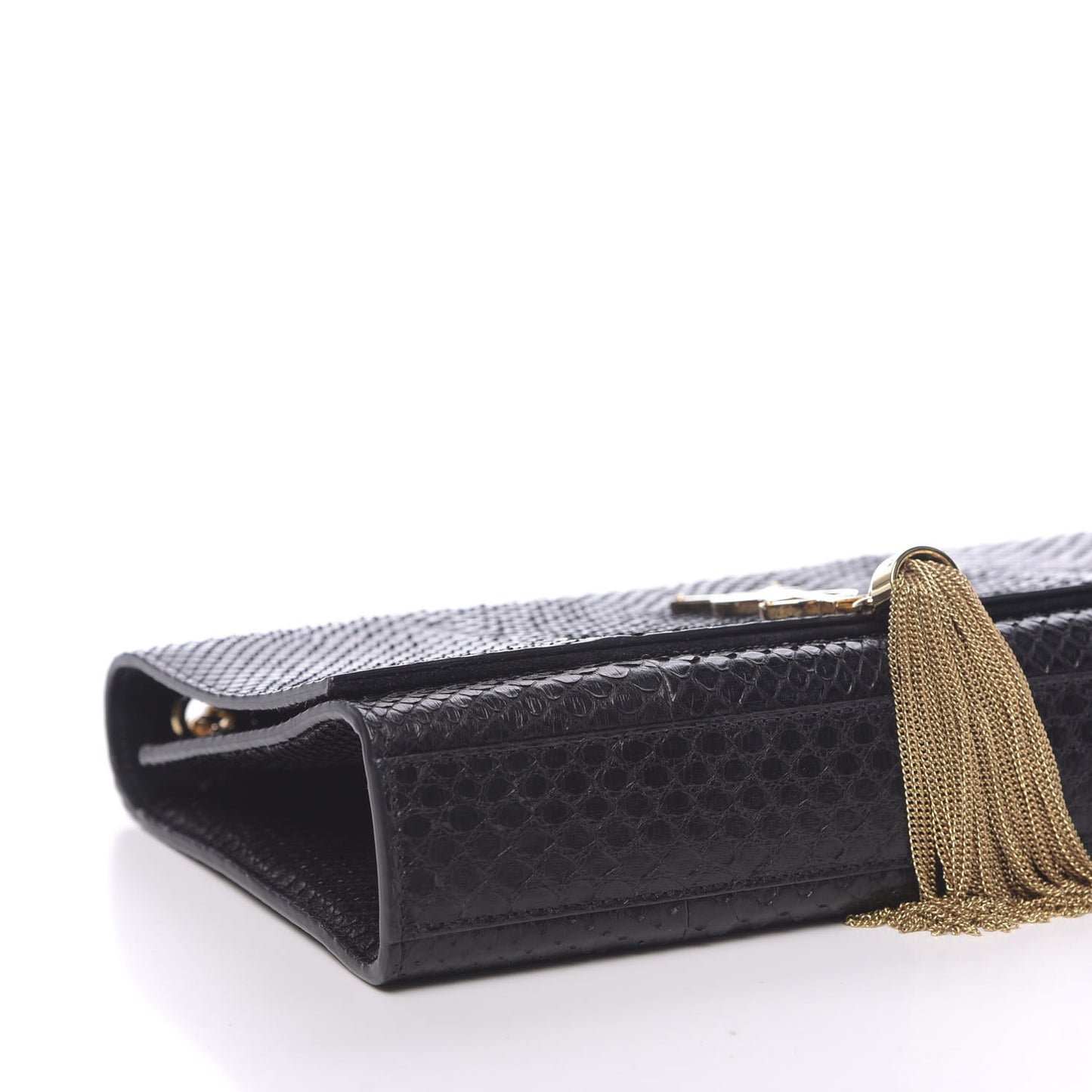 Snakeskin Medium Classic Monogram Kate Tassel Satchel Black