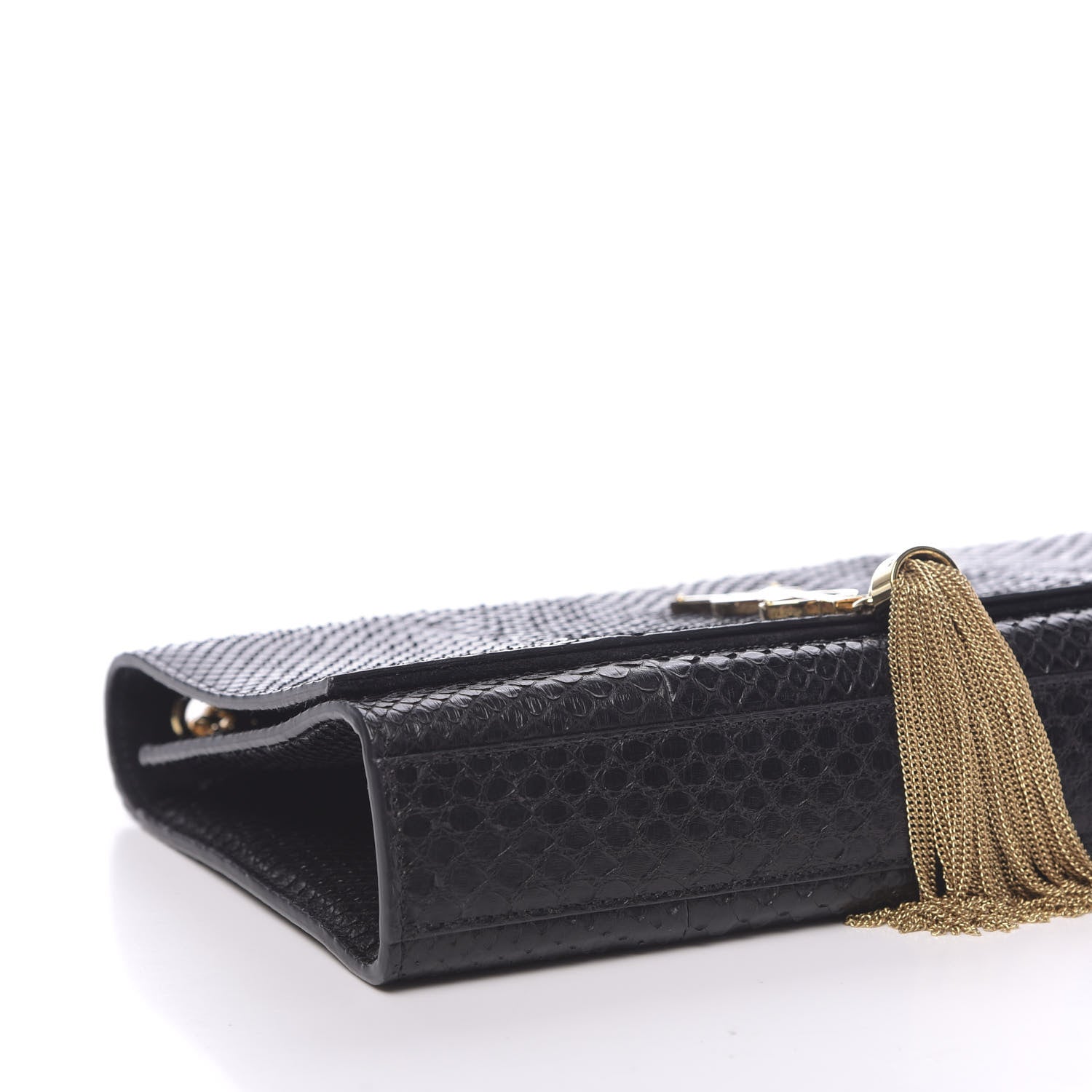 Saint Laurent Snakeskin Medium Classic Monogram Kate Tassel Satchel Black 8 of 10