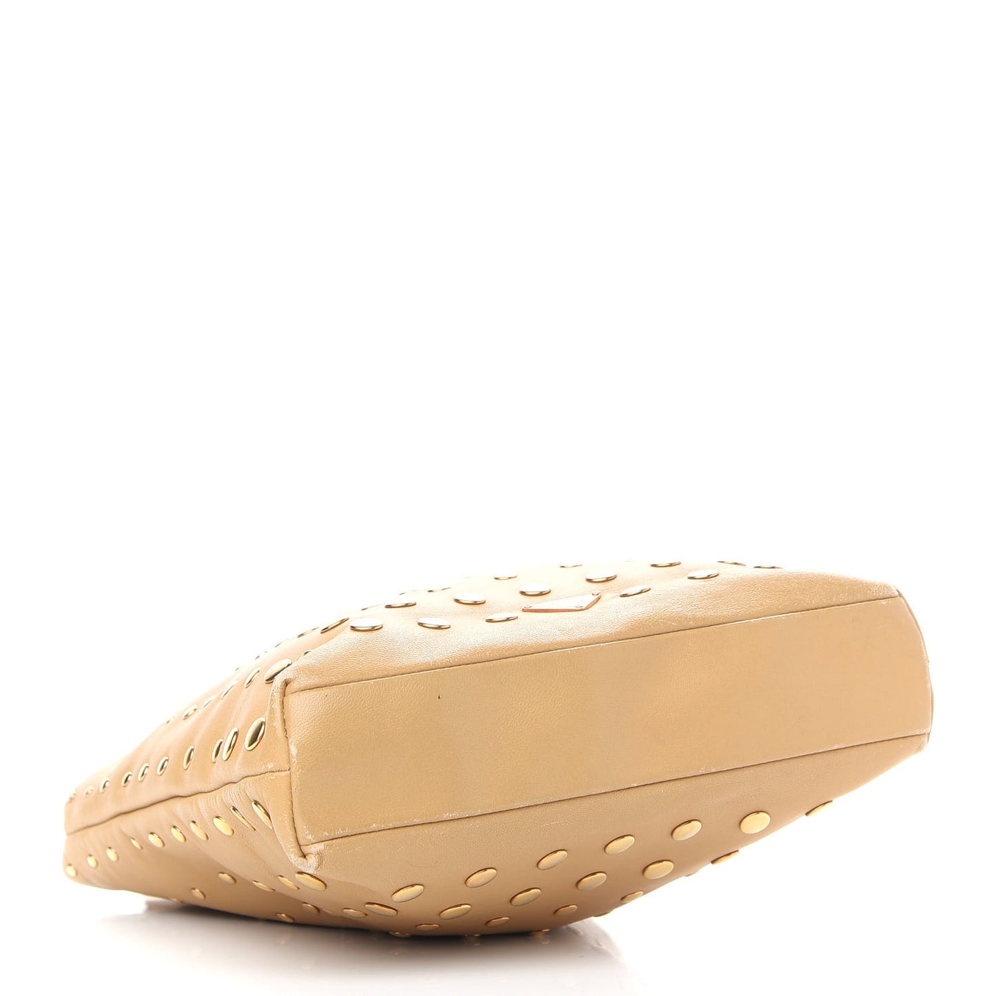 Calfskin Studded Handbag Beige