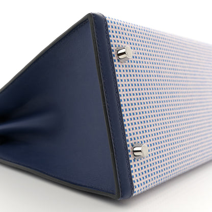 Hermes Toile Quadrille Swift Kelly Sellier 28 Bleu Saphir Mauve Sylvestre 8 of 10
