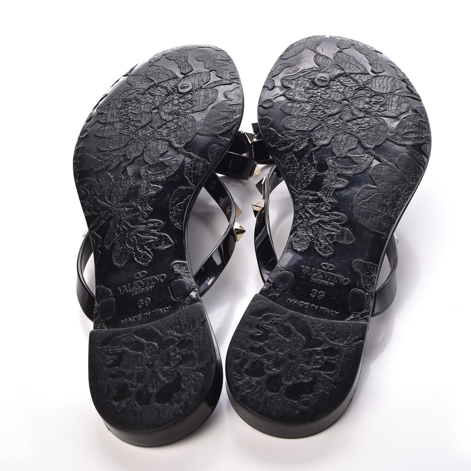 Valentino Garavani PVC Jelly Rockstud Bow Thong Sandals 39 Black 7 of 8