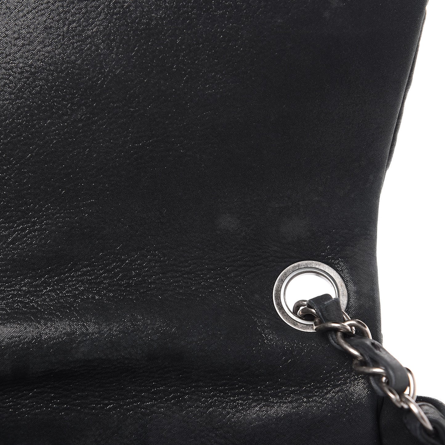 Iridescent Calfskin Glint Flap Black