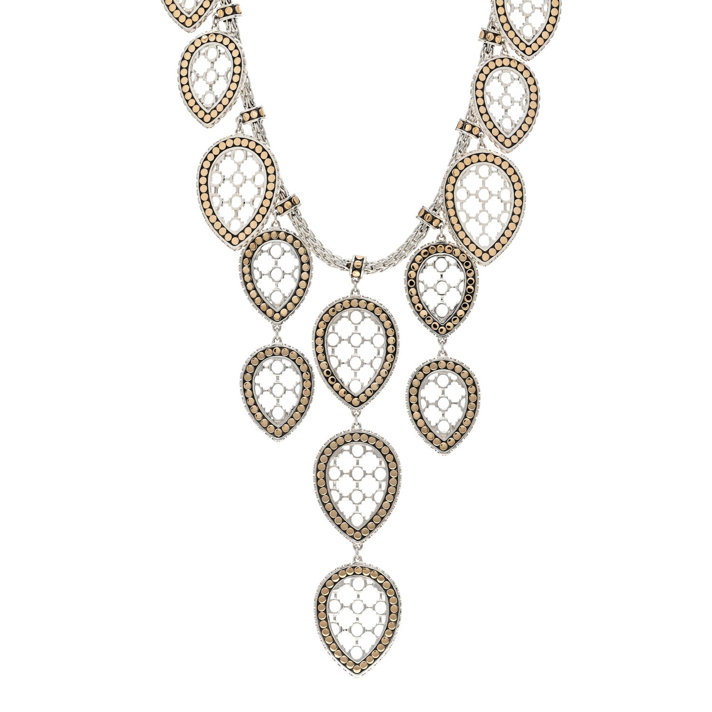 Sterling Silver 18K Yellow Gold Teardrop Bib Necklace