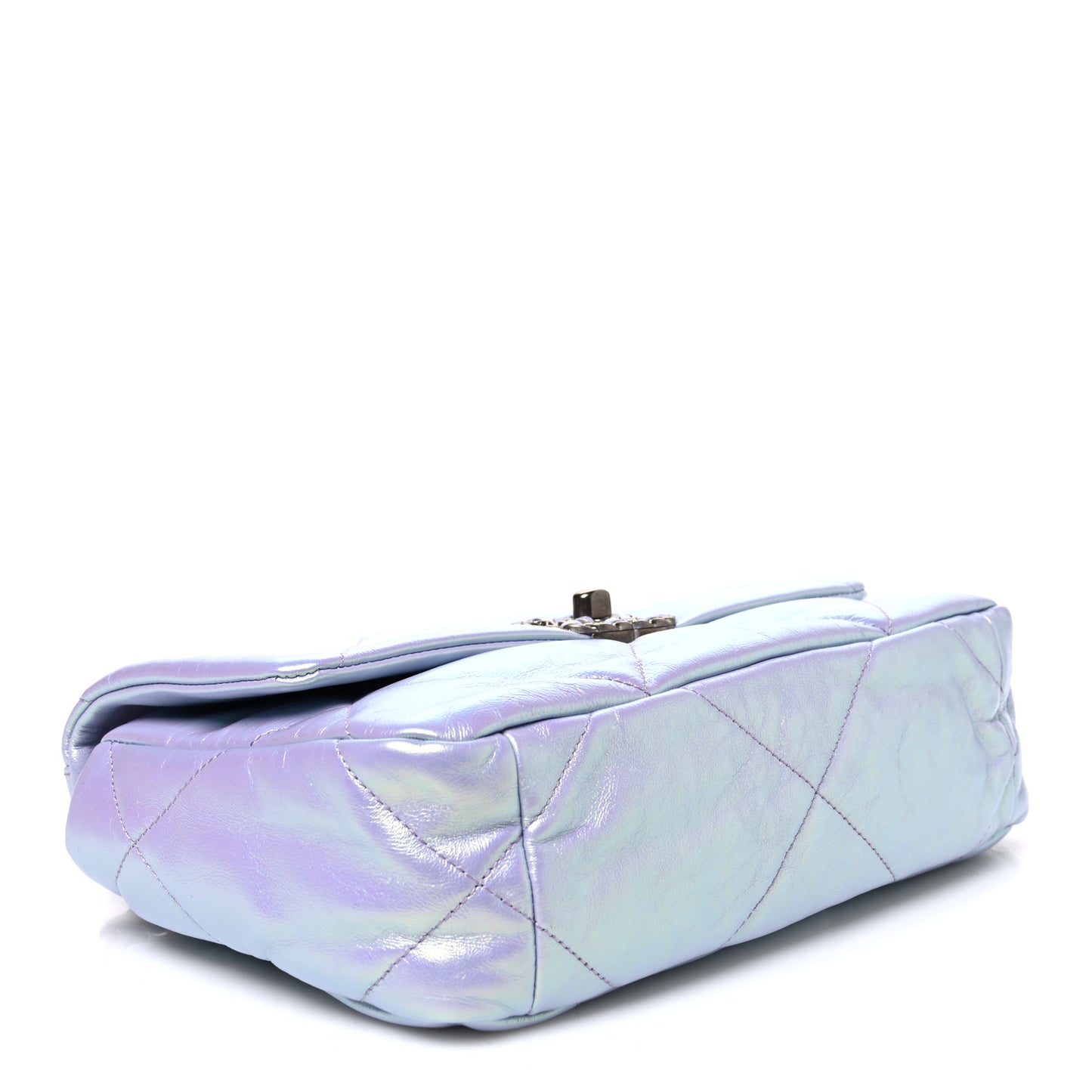 Iridescent Calfskin Quilted Medium Chanel 19 Flap Light Purple Blue