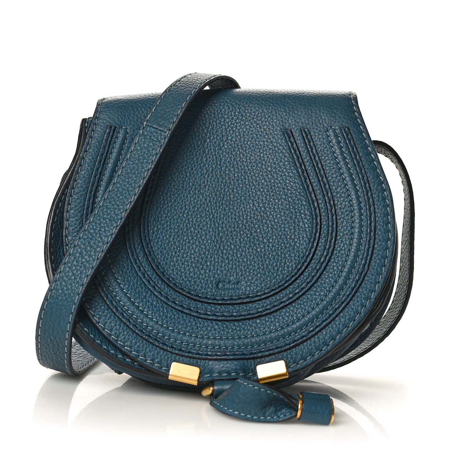Calfskin Mini Marcie Round Crossbody Bag Teal