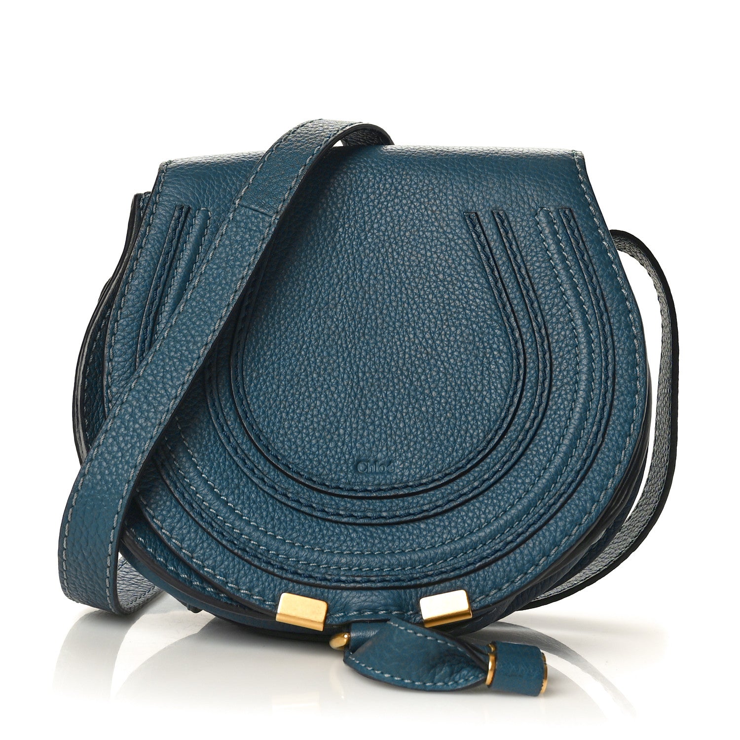 Chloe Calfskin Mini Marcie Round Crossbody Bag Teal 1 of 10