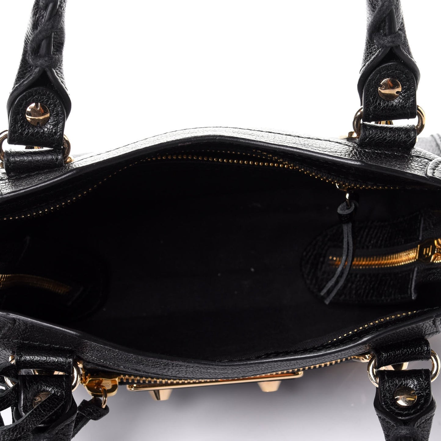 Chevre Gold Metallic Edge Hardware Mini City Black