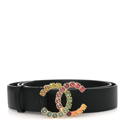 Chanel Calfskin Crystal CC Belt 85 34 Black Multicolor 1 of 9