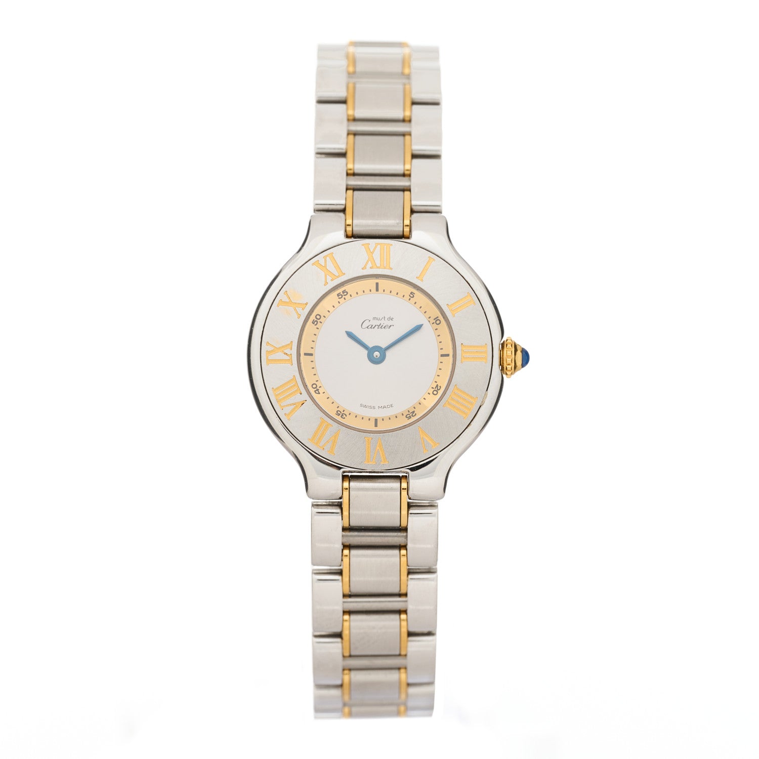Cartier Stainless Steel 18K Yellow Gold 28mm Must De 21 Quartz Watch 1 of 4