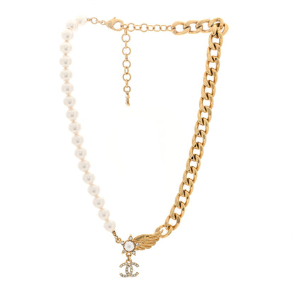 Chanel Pearl Crystal CC Star Choker Necklace Gold 3 of 5